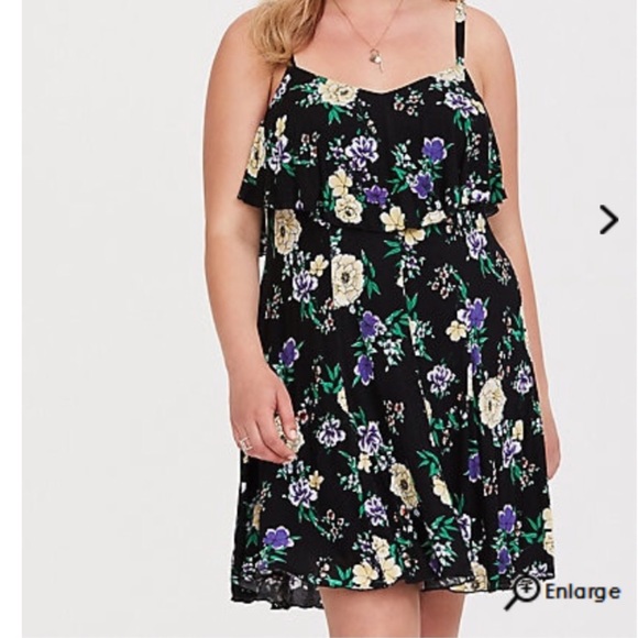 torrid Dresses & Skirts - Torrid Black Floral Skater Swing Dress